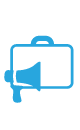 Icon of a suitcase and an amplifier representing marketing packages.